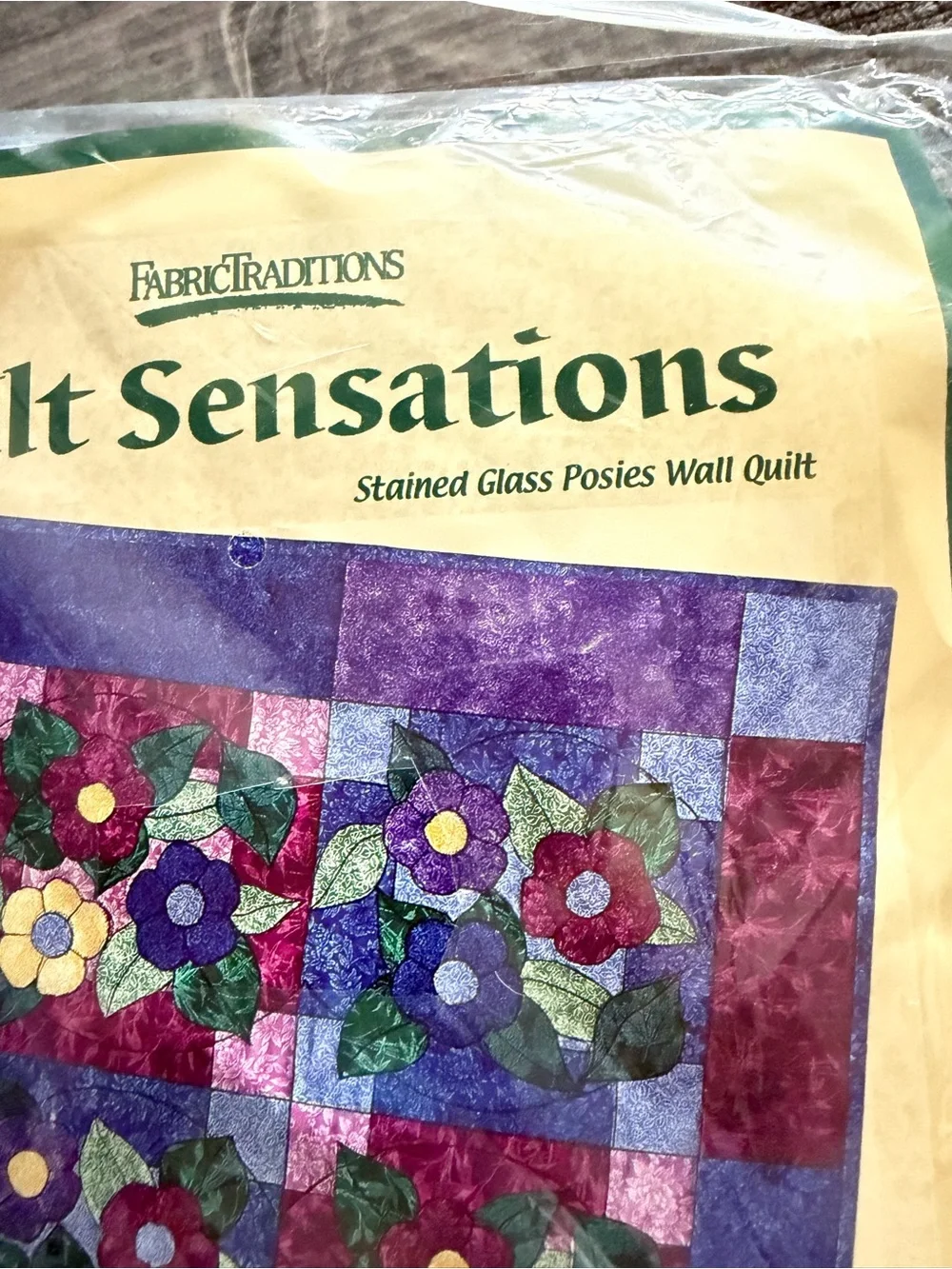 Quilt Sensations Stained Glass Posies Wall Quilt Kit - Purple & Green